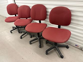 4 Red Upholstered Rolling Office Chairs – Commercial Grade – $200 OBO