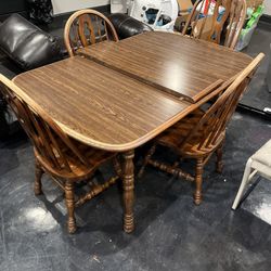 Wooden Table With 4 Chairs And Leaf