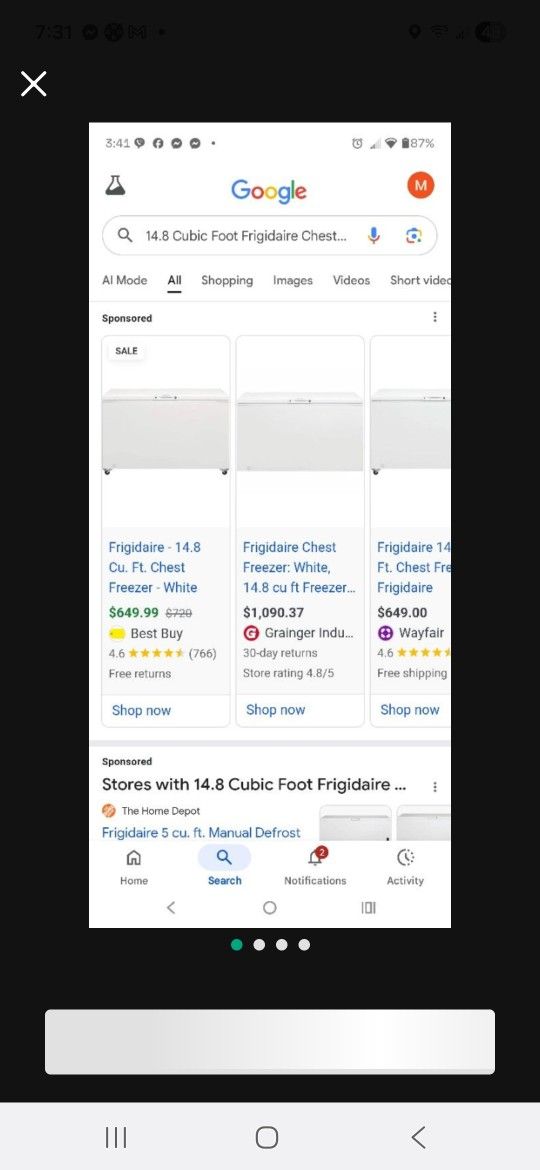 14.8 Cubic Foot Frigidaire Chest Freezer