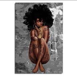 1pc African American Wall Art, Black Queen Wall Decor, Frameless Painting