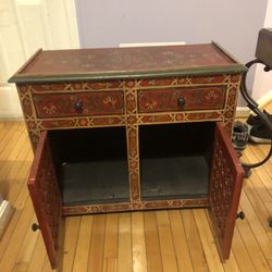 Moroccan Hand Painted Accent Cabinet in Red