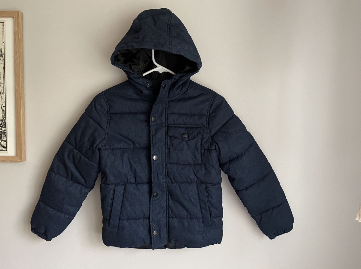 Old Navy Boys Medium Size 8 Hooded Winter Puffer Jacket Snow Parka Dark Blue