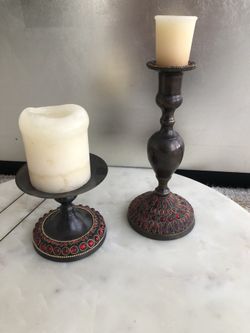 Jeweld Bronze Candle holder from Bombay CO.