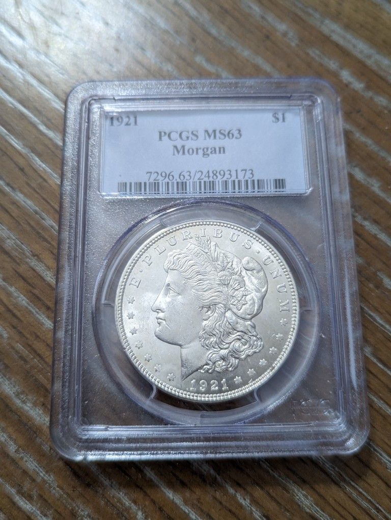 1921morgan Silver Dollar, Pcgs Ms63 Coin