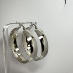 925 Sterling Silver plated 40mm Hoops Earrings 