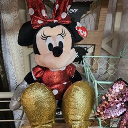 TY Glittery Minnie Mouse And Bows