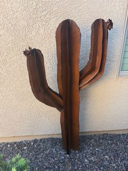 3-Piece Large Metal Saguaro Cactus Yard Decor Set