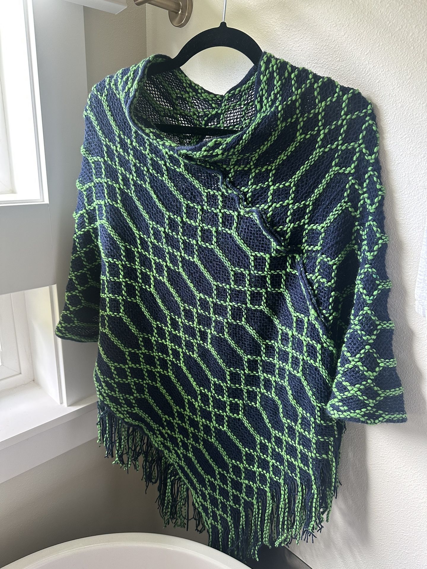 Navy & Green Seahawks poncho