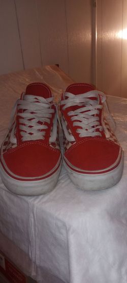 Vans Old Skool Red Checkerboard Low-Top Sneakers Size 10