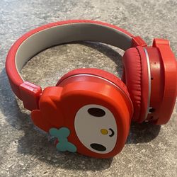 Red Kuromi Cute Cat Earphone Headphones Bluetooth Wireless Kids Headset , New !