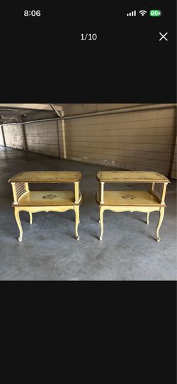 One Set of 2 1940s Vintage Nightstands Side Tables