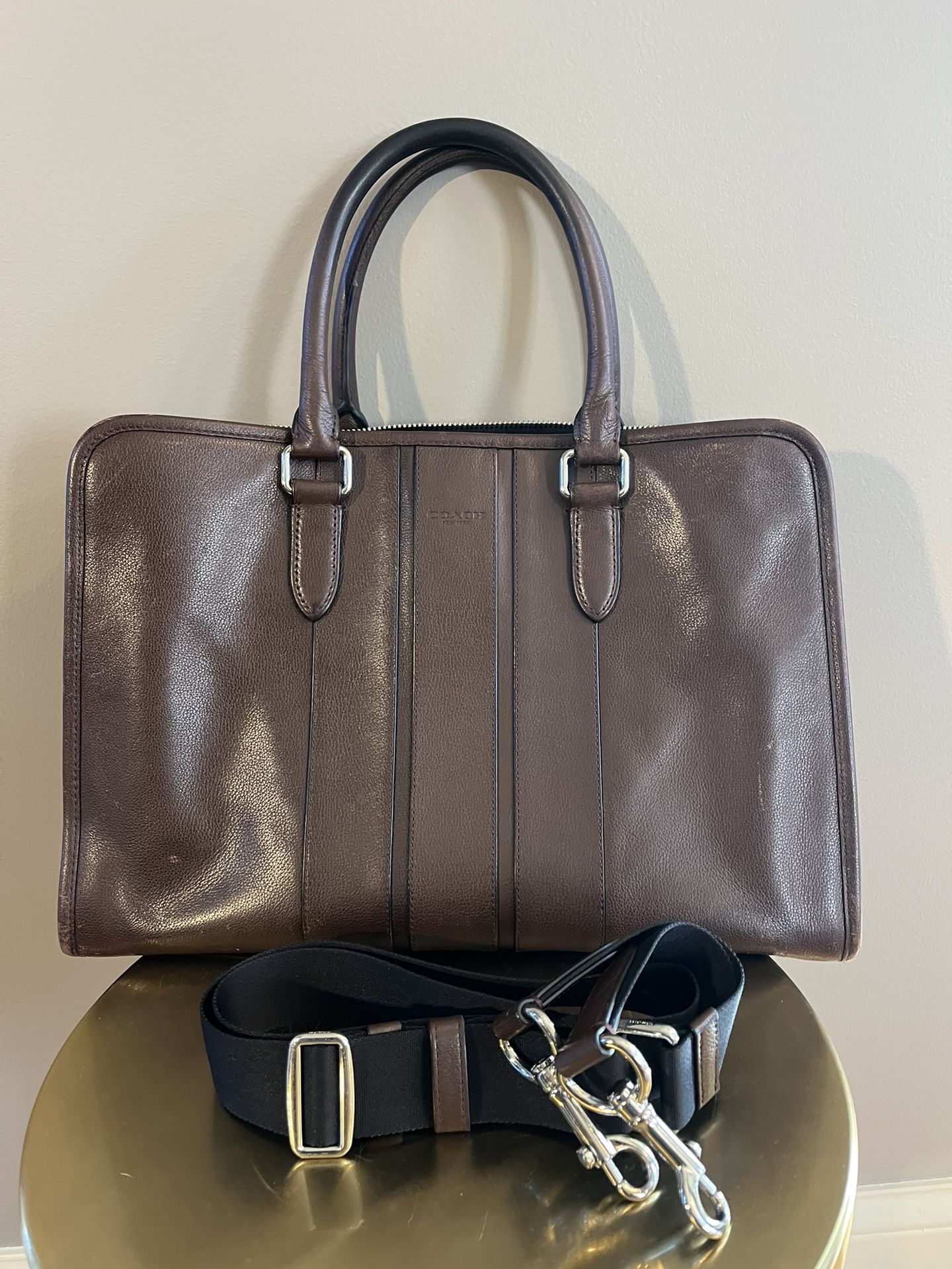 Coach Leather Laptop Messenger Bag With Strap