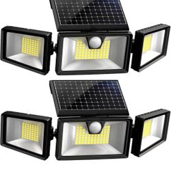 Solar Lights Outdoor - 2 Pack, Ultra Bright Wireless Solar Motion Sensor Lights Outdoor with 3 Lighting Mode, Adjustable & Wide Lighting Area, IP65 Wa
