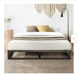 Ace Base  Queen Hinged Metal Platform Bed Heavy Duty Steel Slats