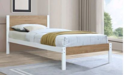 Twin Size Bed Frame Color oak espresso  oak white or oak walnut with mattress memory foam 6 high