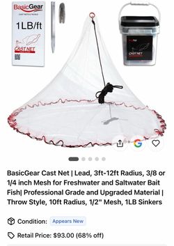 BasicGear Cast Net 10ft Radius 1LB/ft