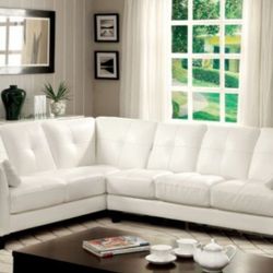 Brand New White Leatherette Sectional Sofa