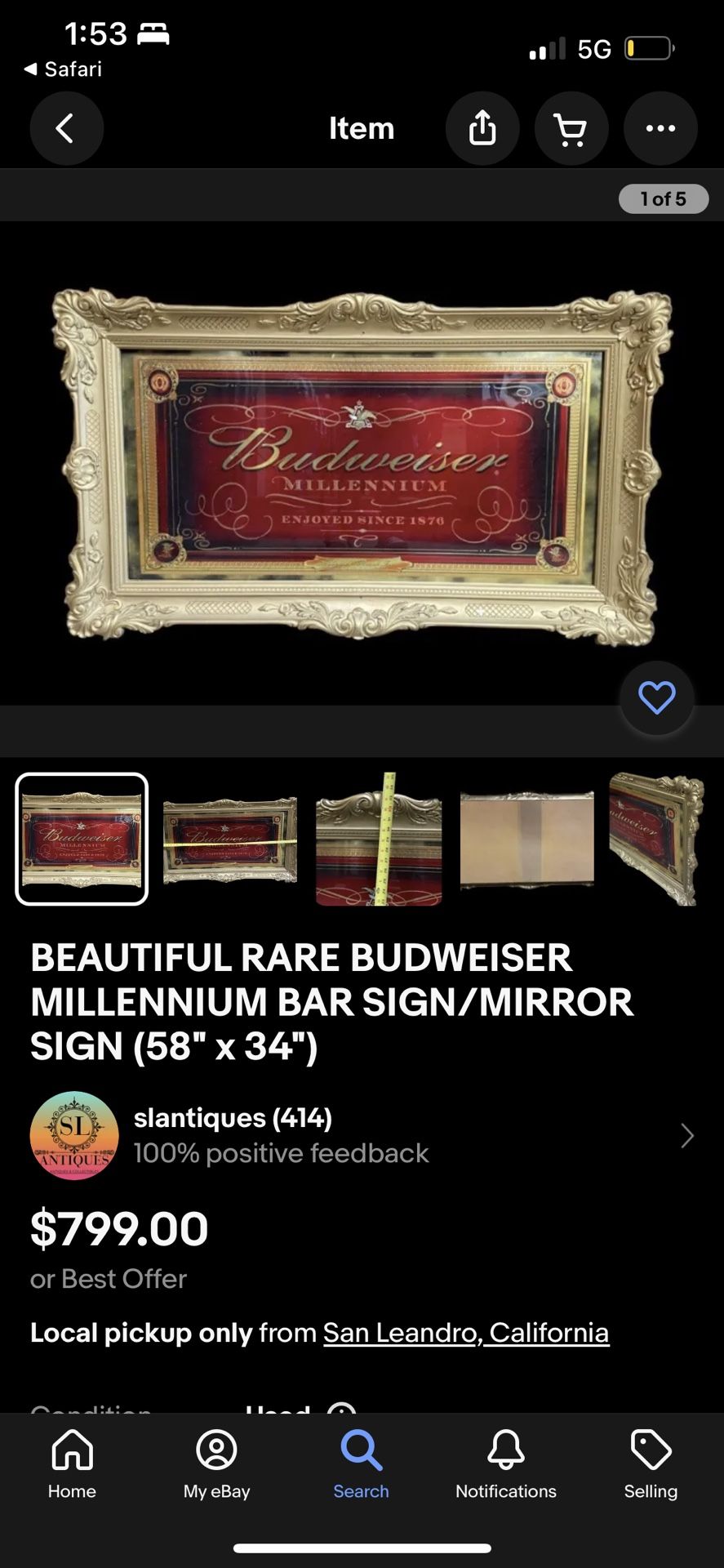 Very Rare Budweiser Mirror