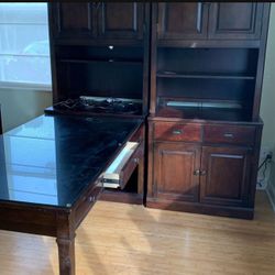 Thomasville Set Includes 2 Cabinets And A Desk With Glass Cover