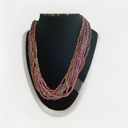 Vintage Lane Bryant Multi-strand Beaded Bib Necklace