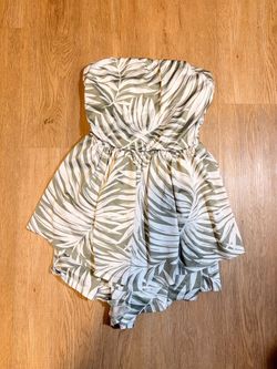 Strapless Tropical Print Romper