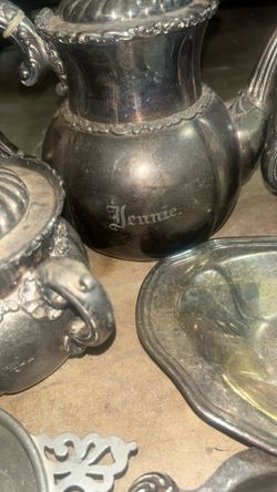 vintage silver tea party set