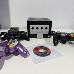 Nintendo GameCube Console Black 2 Controllers/Super Smash Bros & Memory TESTED