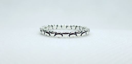 Glistening Hearts Ring, 925 Sterling Silver, Size 7,8