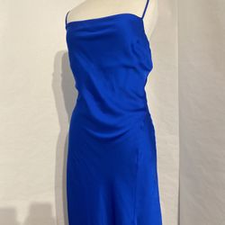 Blue Silky Dress W/Slit