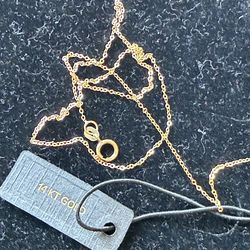 New solid 14k gold Italy chain necklace 0.7g