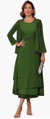 2 Piece Mother of The Bride Dress with Jacket Crew Neck Chiffon: Size 20W