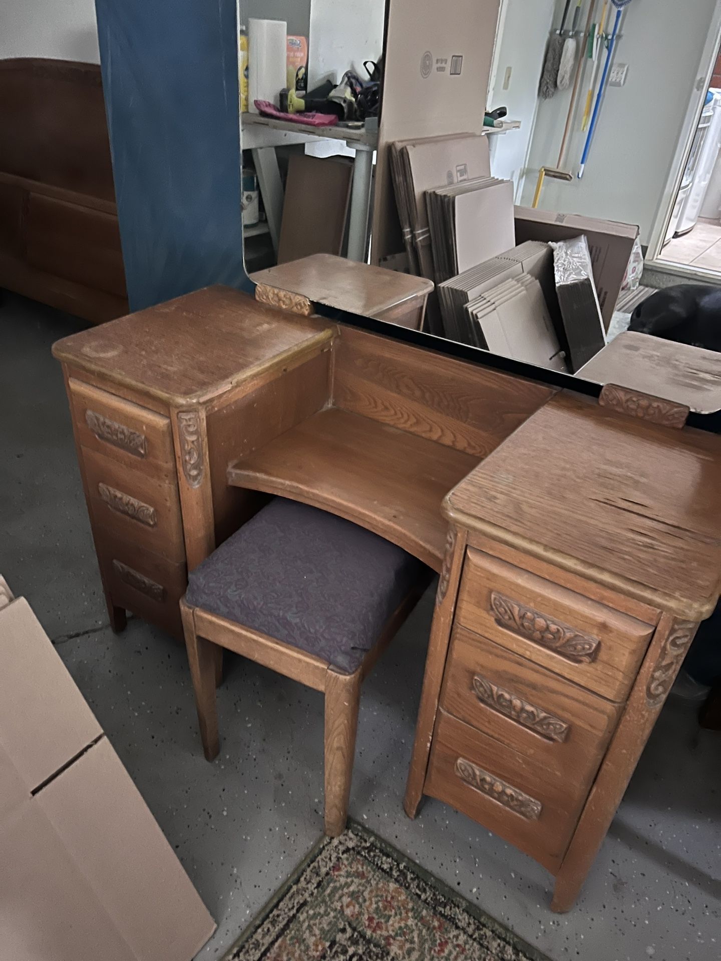 Antique Vanity, w/ Matching Bed & Tall Dresser - Read the Story 
