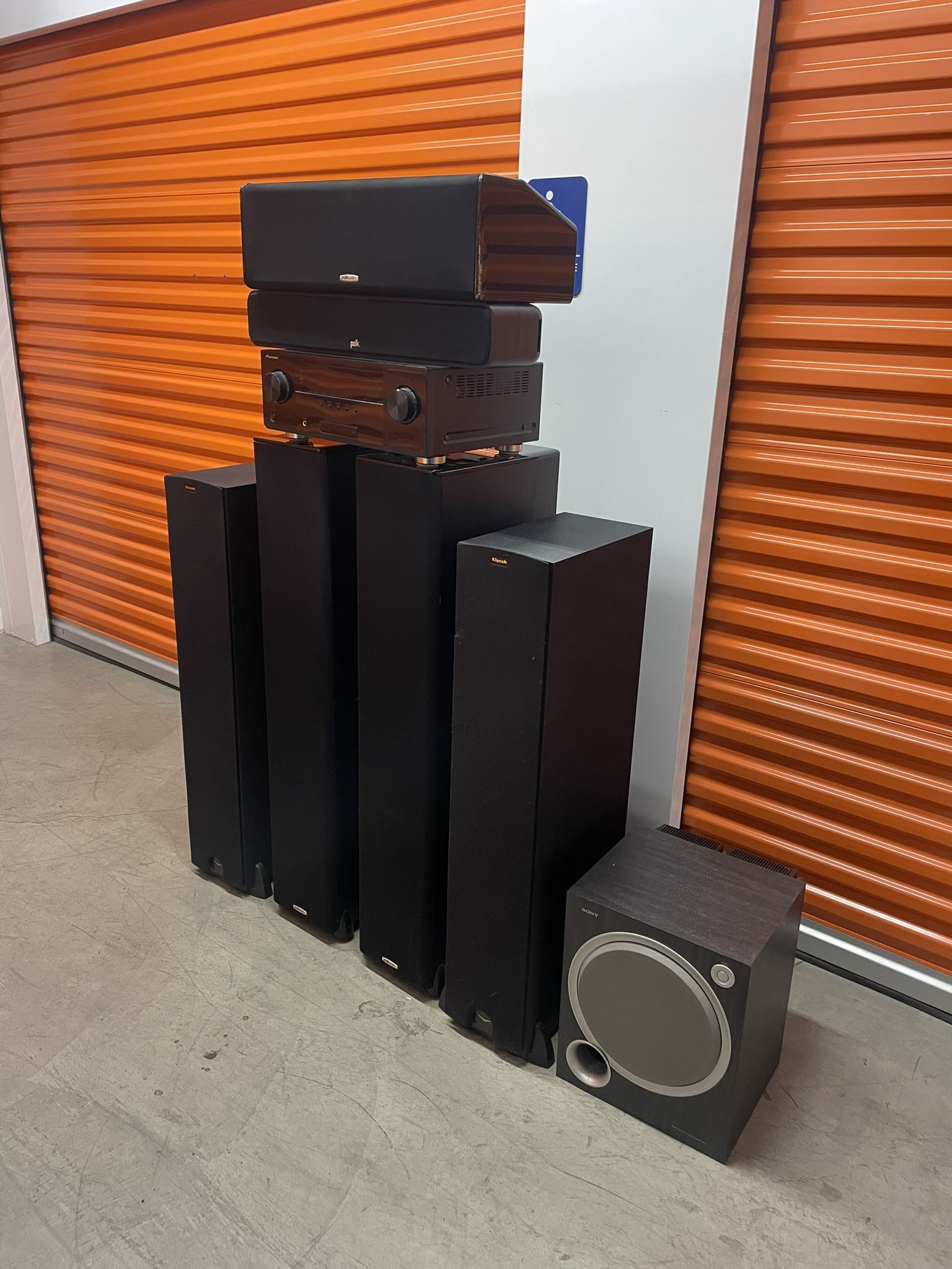 Home Theater System – Polk, Klipsch, Sony Speakers + Pioneer Receiver – Great Sound!