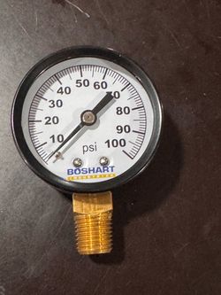 Boshart Industries PG-100 Pressure Gauge 0-100 PSI 2" Dial Face 1/4" MPT Low Mnt    Fe9)