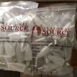 (25 Pack) C9 Dura Bright SMD Weatherproof, Unbreakable, Energy Efficient LED (Sun Warm White) Bulbs Christmas Lights