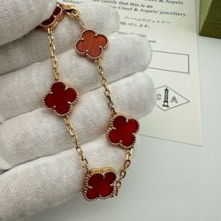 Van Cleef & Arpels rose gold red jade marrow bracelet