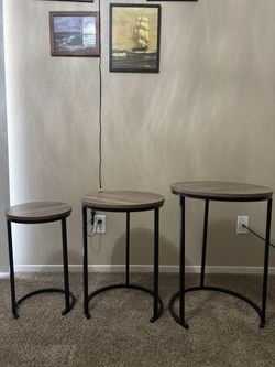 Lavish Home Nesting Tables – Set of 3 (Gray/Brown)