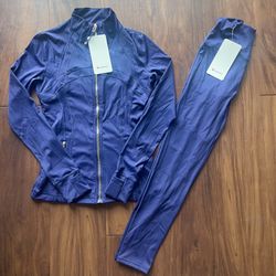 Blue & Gold Lululemon Define Jacket & Leggings Set-Size 6