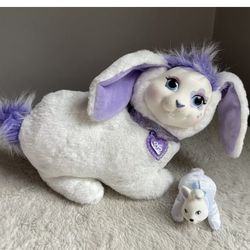 Bunny Surprise Momma Rabbit With Baby Plush Toy Purple White Easter