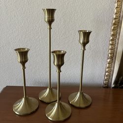 Set Of 4 Gold Metal Candle Holder