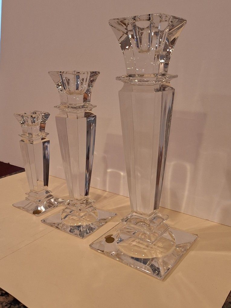 Vintage Royal Gallery 3 Crystal Candlesticks