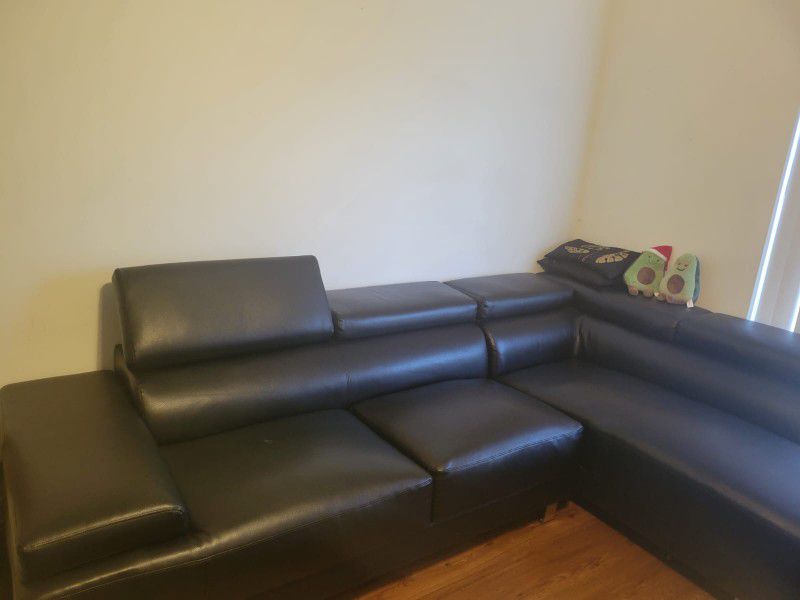  Black Leather Sectional  