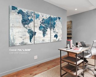Canvas Wall Art : World Blue (Triptych)