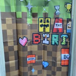 Pixel Miner Video Game Backdrop Birthday Party 