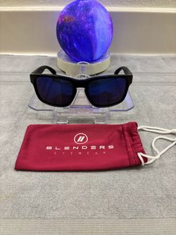 Blenders Mystic Grey Polarized Square Sunglasses Black Frame dark blue lenses