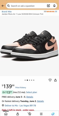 Jordan Mens Air 1 Low 553558 034 Crimson Tint