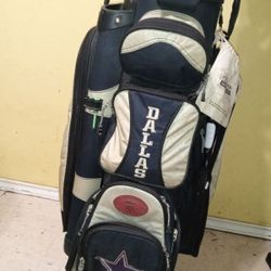 Vintage Dallas Cowboys Golf Bad And Clubs