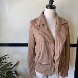 S/M Faux Suede Tan Motorcycle Jacket