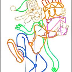 Disney 53.15-In Goofy Neon Decor Stacked Presents LED Lighted Outdoor Figure