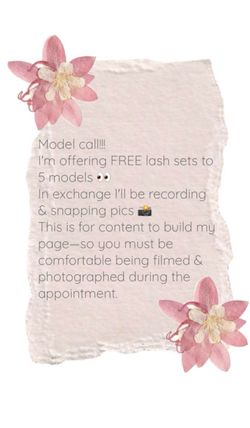 Model call for brow lamination and lash extension!